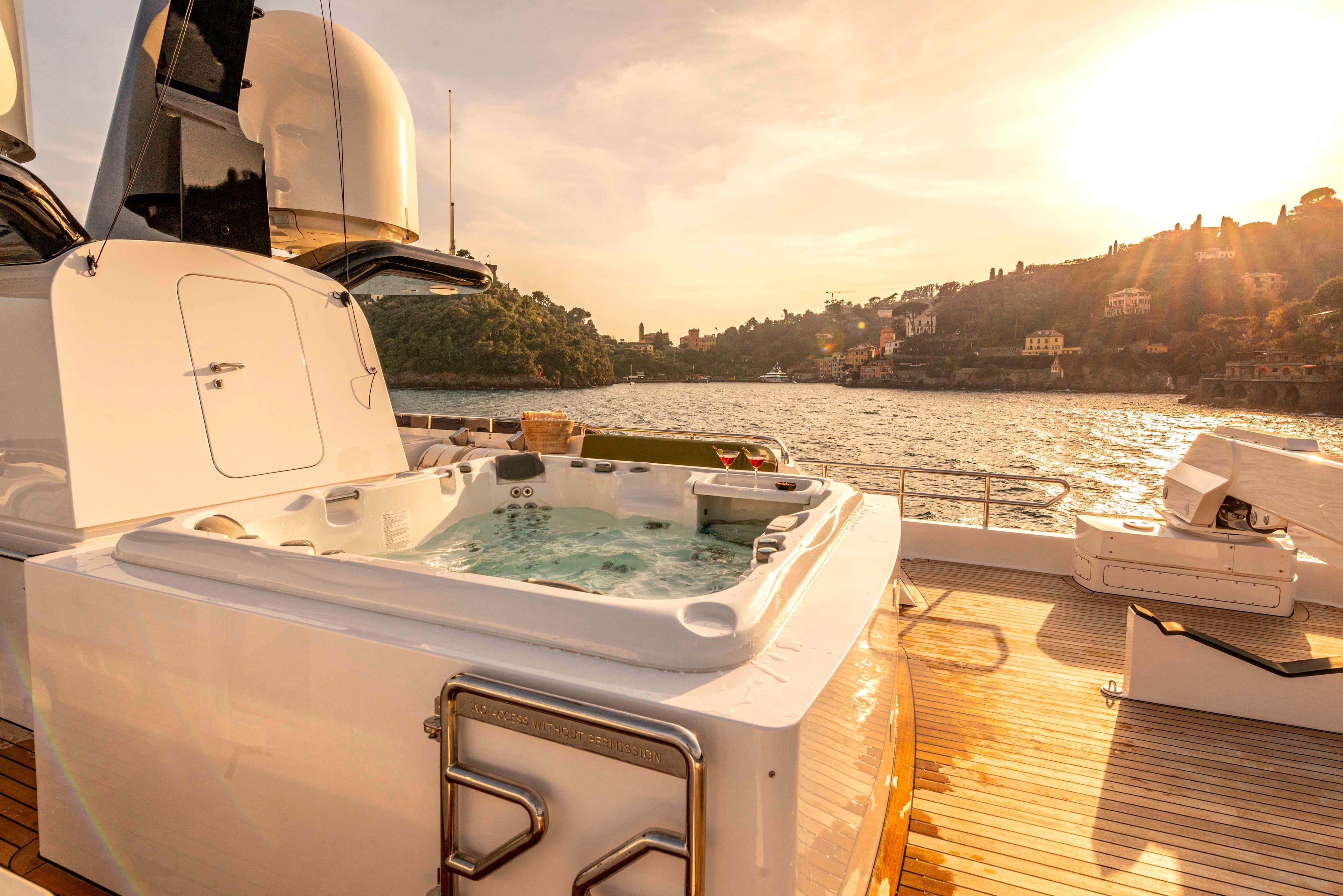 Sundeck hot tub onboard UNEXPECTED with panoramic ocean views