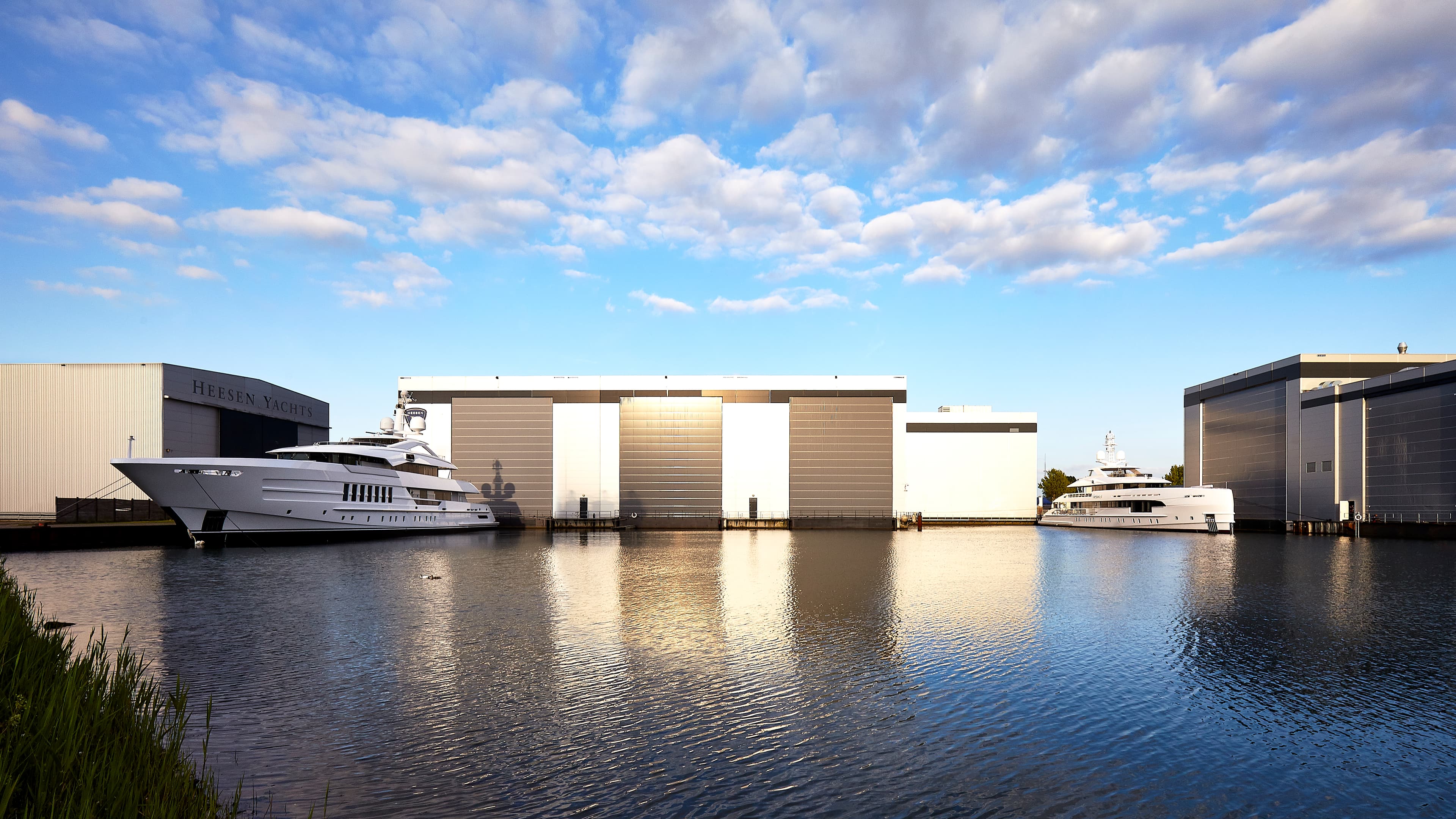 Aerial view of the Heesen Yachts shipyard in Oss, Netherlands